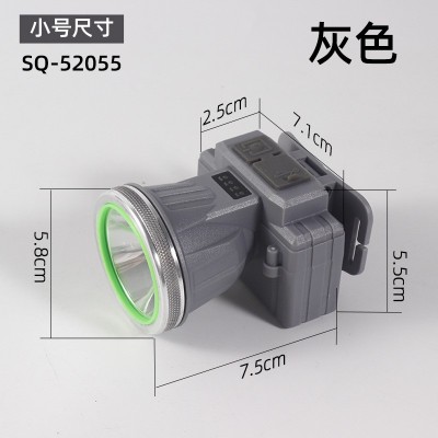 LED Headlamp Outdoor Fishing Head-mounted Searchlight USB Rechargeable Mountaineering Camping Waterproof Mining Lamp - Color: 52 Heads Gray