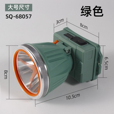 LED Headlamp Outdoor Fishing Head-mounted Searchlight USB Rechargeable Mountaineering Camping Waterproof Mining Lamp - Color: 68 Green