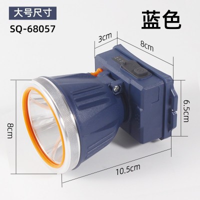LED Headlamp Outdoor Fishing Head-mounted Searchlight USB Rechargeable Mountaineering Camping Waterproof Mining Lamp - Color: 68 Heads Blue