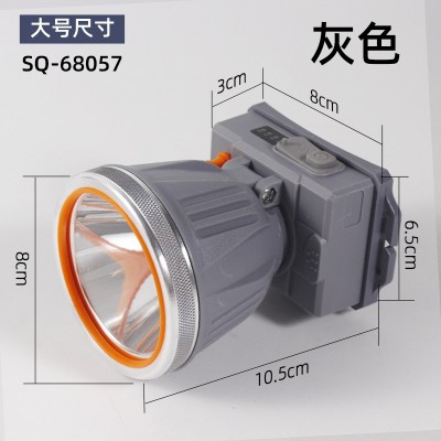 LED Headlamp Outdoor Fishing Head-mounted Searchlight USB Rechargeable Mountaineering Camping Waterproof Mining Lamp - Color: 68 Heads Gray