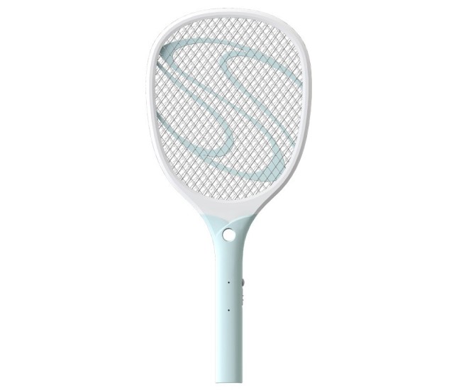Paleta Electrica pentru Tantari, Muste sau Insecte LED, Flippy, Reincarcabila, Incarcare USB, Plastic, Casa si Gradina, Anti-insecte, Alb-Albastru