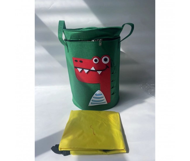 Cutie de Depozitare 2In1, Flippy, Impermeabila, Covor pentru Jucarii si Lego 150cm, Capacitate Mare, cu Manere, cu Sfori, Inaltime 40cm, Model Crocodil, Verde