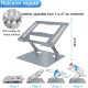 Stand Laptop si Tableta, Flippy, Suport Laptop Ergonomic, Pliabil, Ajustabil pe Inaltime, Portabil, Anti Alunecare, 27.7 x 27.7 x 5 cm, Gri Inchis 