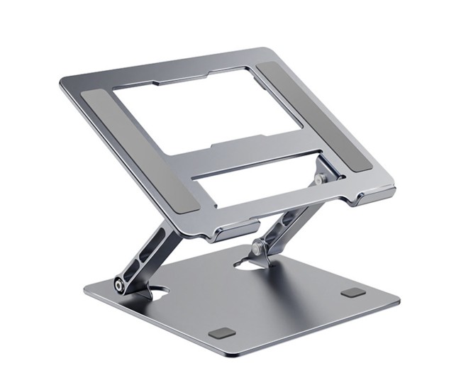 Stand Laptop si Tableta, Flippy, Suport Laptop Ergonomic, Pliabil, Ajustabil pe Inaltime, Portabil, Anti Alunecare, 27.7 x 27.7 x 5 cm, Gri Inchis 