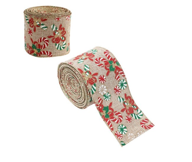 Panglica Decorativa pentru Craciun, Flippy, Ornament pentru Brad de Craciun, Pretreceri, Panglica cu Design Acadele de Craciun, 200 x 6.3 cm, Khaki Panglica Decorativa pentru Craciun, Flippy, Ornament pentru Brad de Craciun, Pretreceri, Panglica cu Design Acadele de Craciun, 200 x 6.3 cm, Khaki