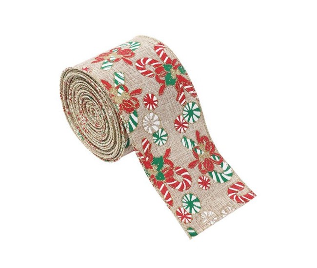 Panglica Decorativa pentru Craciun, Flippy, Ornament pentru Brad de Craciun, Pretreceri, Panglica cu Design Acadele de Craciun, 200 x 6.3 cm, Khaki Panglica Decorativa pentru Craciun, Flippy, Ornament pentru Brad de Craciun, Pretreceri, Panglica cu Design Acadele de Craciun, 200 x 6.3 cm, Khaki