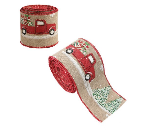 Panglica Decorativa pentru Craciun, Flippy, Ornament pentru Brad de Craciun, Pretreceri, Panglica cu Design Masina Rosie, 200 x 6.3 cm, Khaki Panglica Decorativa pentru Craciun, Flippy, Ornament pentru Brad de Craciun, Pretreceri, Panglica cu Design Masina Rosie, 200 x 6.3 cm, Khaki