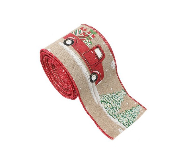 Panglica Decorativa pentru Craciun, Flippy, Ornament pentru Brad de Craciun, Pretreceri, Panglica cu Design Masina Rosie, 200 x 6.3 cm, Khaki Panglica Decorativa pentru Craciun, Flippy, Ornament pentru Brad de Craciun, Pretreceri, Panglica cu Design Masina Rosie, 200 x 6.3 cm, Khaki
