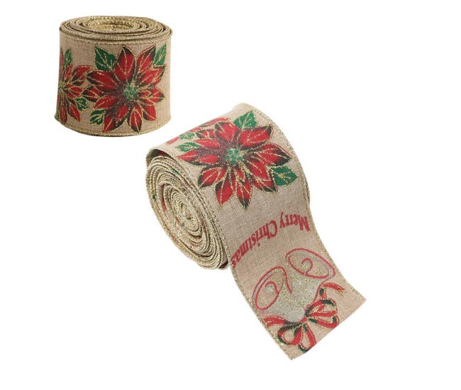 Panglica Decorativa pentru Craciun, Flippy, Ornament pentru Brad de Craciun, Pretreceri, Panglica cu Design Floare Rosie si Merry Christmas, 200 x 6.3 cm, Khaki Panglica Decorativa pentru Craciun, Flippy, Ornament pentru Brad de Craciun, Pretreceri, Panglica cu Design Floare Rosie si Merry Christmas, 200 x 6.3 cm, Khaki