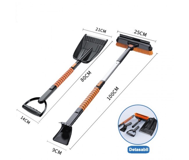 Lopata pentru zapada Flippy, 5 in 1, Perie, Racleta, 2 tipuri de Lopeti, Rotativa, Telescopica, Detasabila, Material Aluminiu si ABS, 100 x 25 cm, negru Lopata pentru zapada Flippy, 5 in 1, Perie, Racleta, 2 tipuri de Lopeti, Rotativa, Telescopica, Detasabila, Material Aluminiu si ABS, 100 x 25 cm, negru