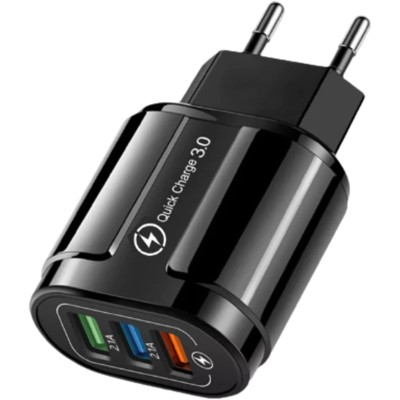 Incarcator Rapid QC3.0, Flippy, 3 Porturi USB, 2.1A, 18W, din ABS, Protectie Supraincalzire, Gama Macarons, Negru Incarcator Rapid QC3.0, Flippy, 3 Porturi USB, 2.1A, 18W, din ABS, Protectie Supraincalzire, Gama Macarons, Negru