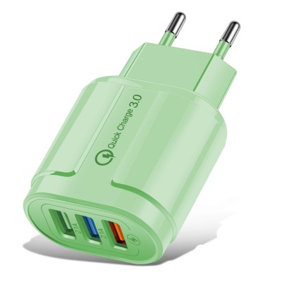Incarcator Rapid QC3.0, Flippy, 3 Porturi USB, 2.1A, 18W, din ABS, Protectie Supraincalzire, Gama Macarons, Verde Incarcator Rapid QC3.0, Flippy, 3 Porturi USB, 2.1A, 18W, din ABS, Protectie Supraincalzire, Gama Macarons, Verde