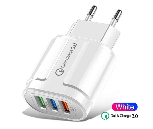 Incarcator Rapid QC3.0, Flippy, 3 Porturi USB, 2.1A, 18W, din ABS, Protectie Supraincalzire, Gama Macarons, Alb Incarcator Rapid QC3.0, Flippy, 3 Porturi USB, 2.1A, 18W, din ABS, Protectie Supraincalzire, Gama Macarons, Alb