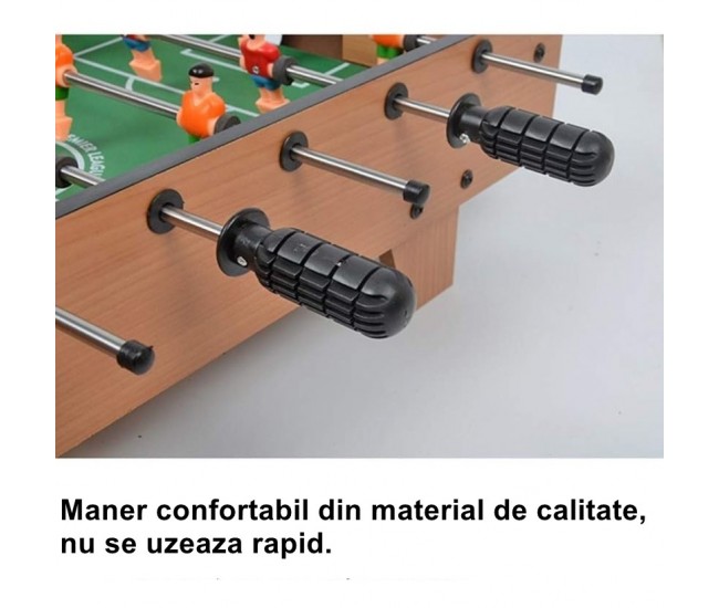 Masa de fotbal cu teren si 18 jucatori Flippy, 6 manere, cu tablou pentru scor, din metal, lemn si ABS, 50 x 25 x 18 cm, cu picioare, pentru copii/adulti Masa de fotbal cu teren si 18 jucatori Flippy, 6 manere, cu tablou pentru scor, din metal, lemn si ABS, 50 x 25 x 18 cm, cu picioare, pentru copii/adulti
