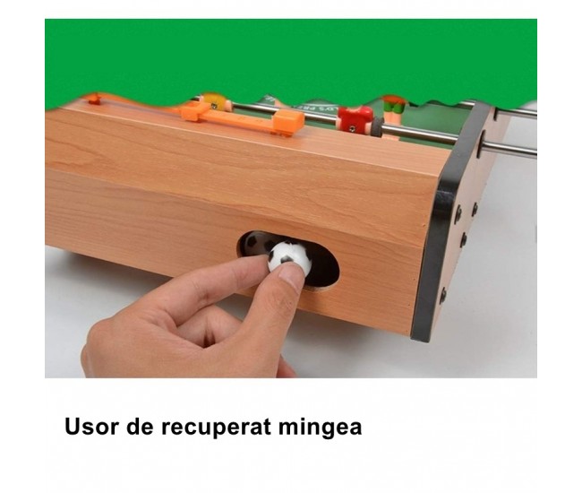 Masa de fotbal cu teren si 18 jucatori Flippy, 6 manere, cu tablou pentru scor, din metal, lemn si ABS, 50 x 25 x 18 cm, cu picioare, pentru copii/adulti Masa de fotbal cu teren si 18 jucatori Flippy, 6 manere, cu tablou pentru scor, din metal, lemn si ABS, 50 x 25 x 18 cm, cu picioare, pentru copii/adulti