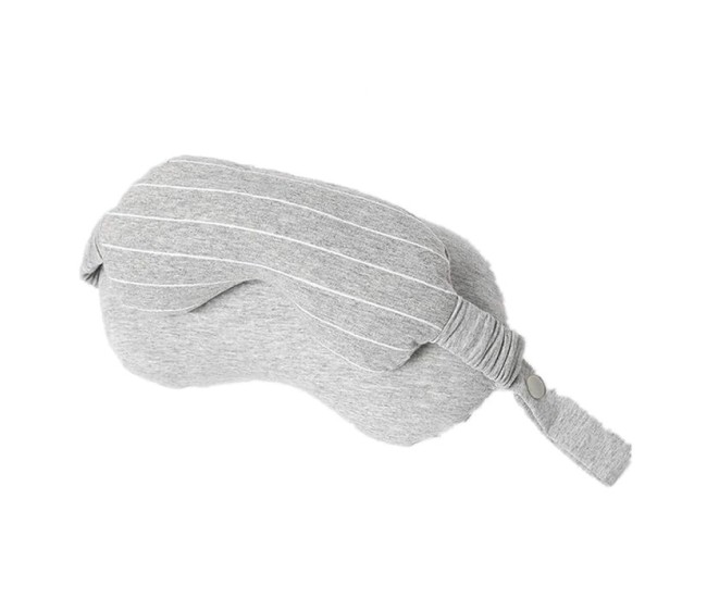 Masca de dormit, Flippy, 2 in 1, cu Tetiera, din Particule de Spuma si Bumbac, Gri Deschis