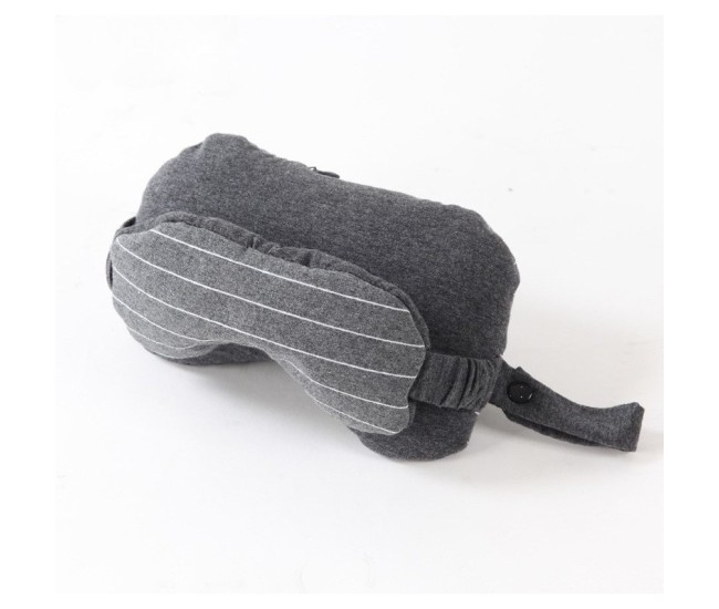 Masca de dormit, Flippy, 2 in 1, cu Tetiera, din Particule de Spuma si Bumbac, Gri Inchis