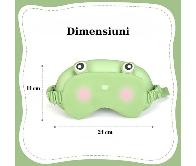 Masca de dormit, Flippy, 2 in 1, cu Tetiera, din Particule de Spuma si Bumbac, Model Broasca ,Verde