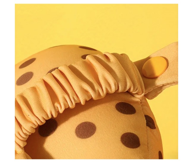 Masca de dormit, Flippy, 2 in 1, cu Tetiera, din Particule de Spuma si Bumbac, Model Leopard ,Portocaliu