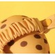 Masca de dormit, Flippy, 2 in 1, cu Tetiera, din Particule de Spuma si Bumbac, Model Leopard ,Portocaliu