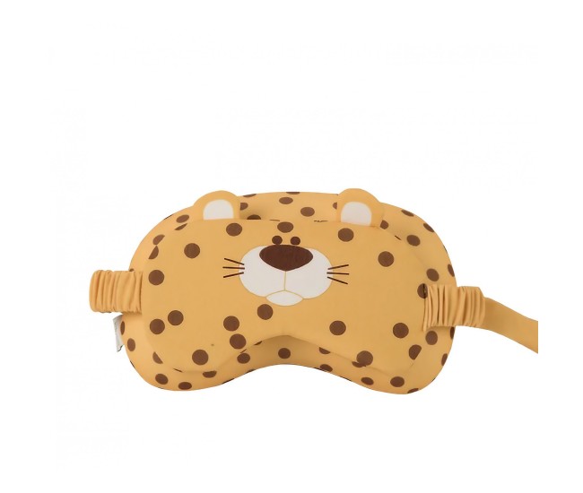 Masca de dormit, Flippy, 2 in 1, cu Tetiera, din Particule de Spuma si Bumbac, Model Leopard ,Portocaliu