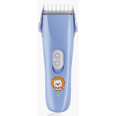 Masina De Tuns Bebelusi si Copii, Flippy, Lame Cermice si Inox, Fara Fir, Functie Anti Taiere, Silentios, 50 W, Rezistent la Apa, 2 Accesorii, Incarcator USB, Model Leu, Albastru