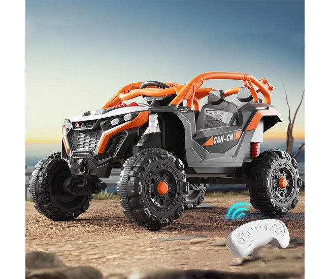 Masina Electrica pentru Copii, Flippy, Tip Buggy/UTV Off-Road Dual Drive, Conectare Bluetooth, Telecomanda, Lumina Intermitenta si Muzica, Baterie 380*2, 6V 7Ah, 97 x 62 x 58 cm, Portocaliu Negru Masina Electrica pentru Copii, Flippy, Tip Buggy/UTV Off-Road Dual Drive, Conectare Bluetooth, Telecomanda, Lumina Intermitenta si Muzica, Baterie 380*2, 6V 7Ah, 97 x 62 x 58 cm, Portocaliu Negru