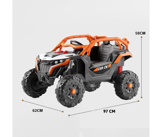 Masina Electrica pentru Copii, Flippy, Tip Buggy/UTV Off-Road Dual Drive, Conectare Bluetooth, Telecomanda, Lumina Intermitenta si Muzica, Baterie 380*2, 6V 7Ah, 97 x 62 x 58 cm, Portocaliu Negru Masina Electrica pentru Copii, Flippy, Tip Buggy/UTV Off-Road Dual Drive, Conectare Bluetooth, Telecomanda, Lumina Intermitenta si Muzica, Baterie 380*2, 6V 7Ah, 97 x 62 x 58 cm, Portocaliu Negru