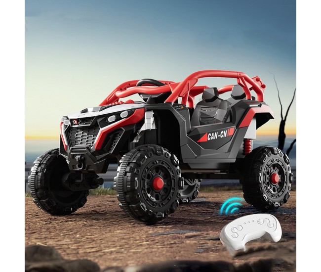 Masina Electrica pentru Copii, Flippy, Tip Buggy/UTV Off-Road Dual Drive, Conectare Bluetooth, Telecomanda, Lumina Intermitenta si Muzica, Baterie 380*2, 6V 7Ah, 97 x 62 x 58 cm, Rosu Negru Masina Electrica pentru Copii, Flippy, Tip Buggy/UTV Off-Road Dual Drive, Conectare Bluetooth, Telecomanda, Lumina Intermitenta si Muzica, Baterie 380*2, 6V 7Ah, 97 x 62 x 58 cm, Rosu Negru
