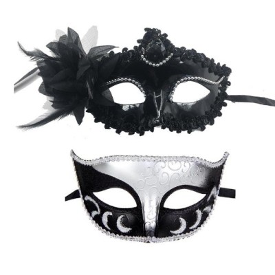 Set 2 Masti de Cuplu, Flippy, pentru Carnaval, Bal Mascat, Marime Universala, Model Floare Laterala si Margele, Model Clasic Fluture, Negru Argintiu Set 2 Masti de Cuplu, Flippy, pentru Carnaval, Bal Mascat, Marime Universala, Model Floare Laterala si Margele, Model Clasic Fluture, Negru Argintiu