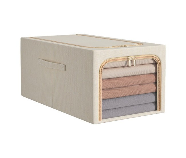 Cutie de Depozitare, Flippy, 31L, din In si Bumbac, Pliabila, Cadru din Otel, 45 x 30 x 23 cm, Kaki Cutie de Depozitare, Flippy, 31L, din In si Bumbac, Pliabila, Cadru din Otel, 45 x 30 x 23 cm, Kaki