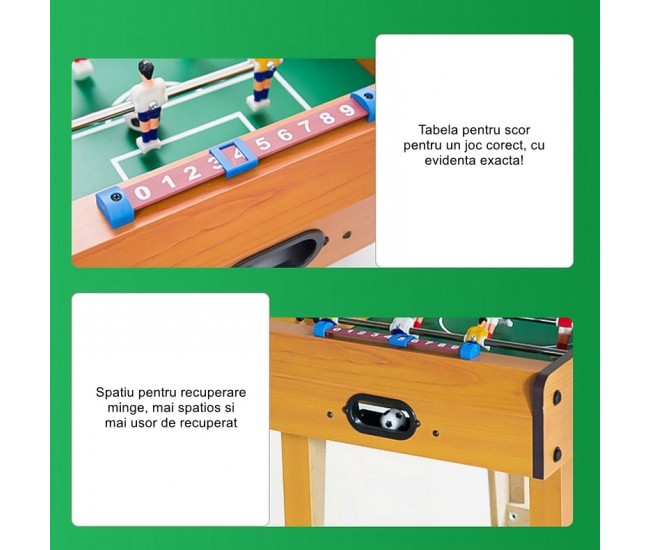 Mini Masa de Fotbal cu Teren si 18 Jucatori Flippy, 6 Manere, cu Tablou pentru Scor, din Metal, Lemn si ABS, 50 x 25 x 16 cm, cu Picioruse, pentru copii/adulti Mini Masa de Fotbal cu Teren si 18 Jucatori Flippy, 6 Manere, cu Tablou pentru Scor, din Metal, Lemn si ABS, 50 x 25 x 16 cm, cu Picioruse, pentru copii/adulti
