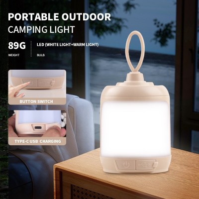 Mini Lampa LED de Camping, Flippy, pentru Aer Liber, Reincarcabila USB Type C, Super Luminos, Lampa de Masa Portabil, Alb