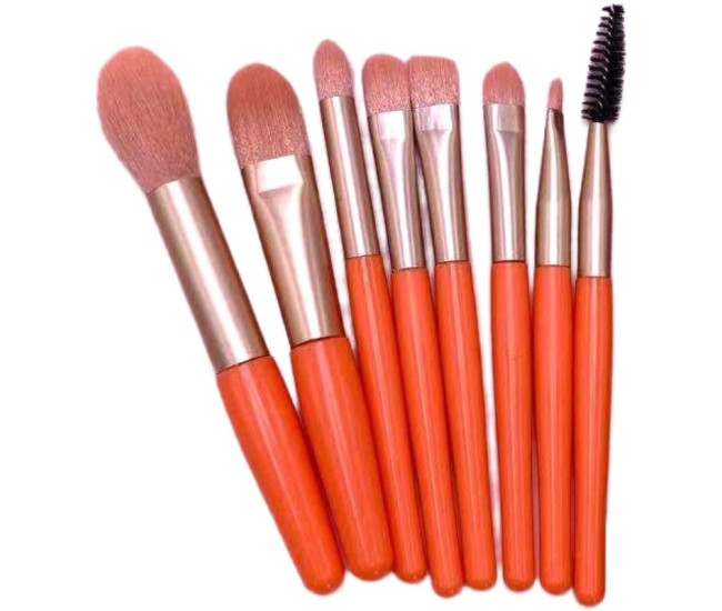 Mini Set Portabil 8 Pensule pentru Machiaj Flippy, Super Soft, Makeup Profesional/Incepatori, Maner Ergonomic, Gentuta Depozitare Inclusa, Portocaliu Mini Set Portabil 8 Pensule pentru Machiaj Flippy, Super Soft, Makeup Profesional/Incepatori, Maner Ergonomic, Gentuta Depozitare Inclusa, Portocaliu