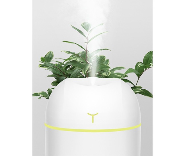 Mini Umidificator Portabil, Flippy, 2 Moduri, Aromaterapie, Silentios, Lumina Ambientala, Incarcare USB, 220 ml, 8 x 8 x 10.3 cm, Alb