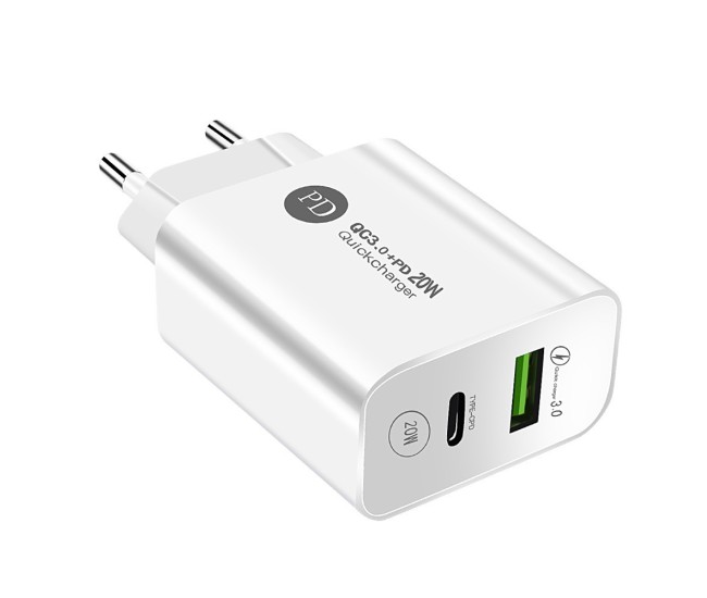 Incarcator Rapid PD QC3.0, Flippy, 2 Porturi, USB + Type C, 20W, Incarcare Rapida, Protectie Supraincalzire, 9.5 x 5.3 x 5.8 cm, Alb Incarcator Rapid PD QC3.0, Flippy, 2 Porturi, USB + Type C, 20W, Incarcare Rapida, Protectie Supraincalzire, 9.5 x 5.3 x 5.8 cm, Alb