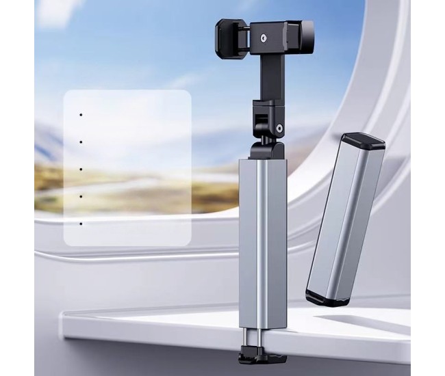 Suport pentru Telefon Mobil, Flippy, pentru Calatorie, Pliabil, Portabil, Rotativ, Telescopic, Negru/Gri