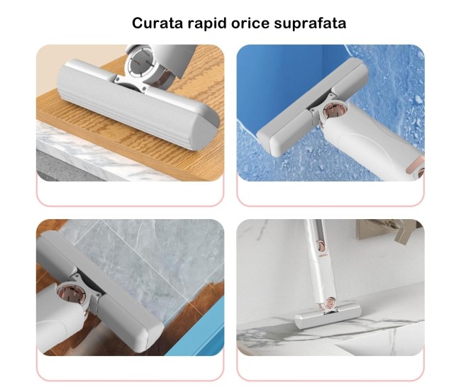 Mop de mana Flippy, mini-portabil, cu sistem de stoarcere, dispozitiv de curatat manual, cu burete absorbant, material PVA, multisuprafete si geamuri, 29.5 x 15.5 cm, alb Mop de mana Flippy, mini-portabil, cu sistem de stoarcere, dispozitiv de curatat manual, cu burete absorbant, material PVA, multisuprafete si geamuri, 29.5 x 15.5 cm, alb