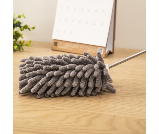 Mop din Microfibra pentru Curatenie, Flippy, Set 3 Capete Detasabil, Mop din Microfibra, Pamatuf pentru Praf, Mini Perie, Maner Extensibil, EVA, Impachetate in Sac cu Fermoar, Gri