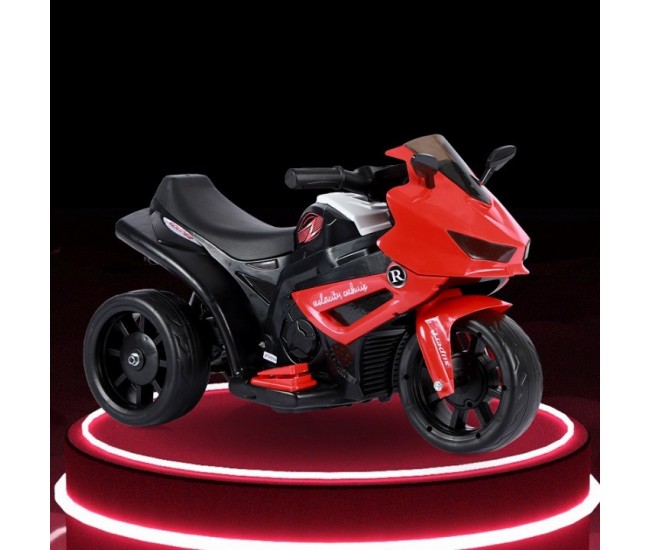 Motocicletă Electrică cu 3 Roti, Flippy, Acumulator Încarcare, Anti-Rasturnare, Lumini, Sunete, Off-Road, Baterie 6V 4.5Ah, Telecomanda, 66x34x43cm, Rosu
