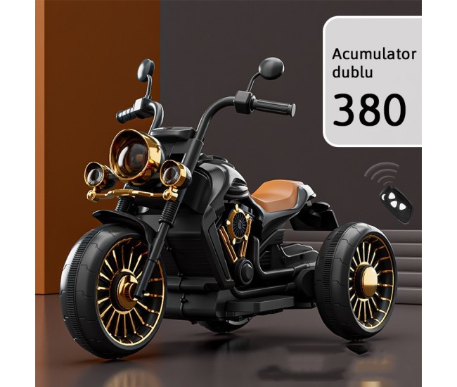 Tricicleta Electrica pentru Copii, Flippy, cu 2 Acumulatoare 380*2, 6V 4.5, Telecomanda, Bluetooth, Sistem Anti-Rasturnare, Sistem de Lumini si Sunet, 6-8 Ani, 93 x 48 x 63 cm, Negru Tricicleta Electrica pentru Copii, Flippy, cu 2 Acumulatoare 380*2, 6V 4.5, Telecomanda, Bluetooth, Sistem Anti-Rasturnare, Sistem de Lumini si Sunet, 6-8 Ani, 93 x 48 x 63 cm, Negru