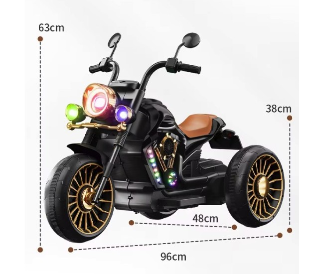 Tricicleta Electrica pentru Copii, Flippy, cu 2 Acumulatoare 380*2, 6V 4.5, Telecomanda, Bluetooth, Sistem Anti-Rasturnare, Sistem de Lumini si Sunet, 6-8 Ani, 93 x 48 x 63 cm, Negru Tricicleta Electrica pentru Copii, Flippy, cu 2 Acumulatoare 380*2, 6V 4.5, Telecomanda, Bluetooth, Sistem Anti-Rasturnare, Sistem de Lumini si Sunet, 6-8 Ani, 93 x 48 x 63 cm, Negru