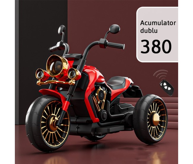 Tricicleta Electrica pentru Copii, Flippy, cu 2 Acumulatoare 380*2, 6V 4.5, Telecomanda, Bluetooth, Sistem Anti-Rasturnare, Sistem de Lumini si Sunet, 6-8 Ani, 93 x 48 x 63 cm, Rosu Negru Tricicleta Electrica pentru Copii, Flippy, cu 2 Acumulatoare 380*2, 6V 4.5, Telecomanda, Bluetooth, Sistem Anti-Rasturnare, Sistem de Lumini si Sunet, 6-8 Ani, 93 x 48 x 63 cm, Rosu Negru