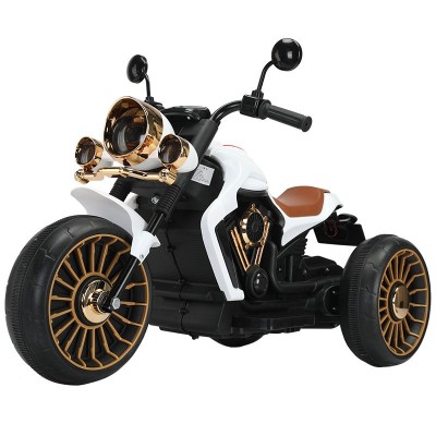 Tricicleta Electrica pentru Copii, Flippy, cu 2 Acumulatoare 380*2, 6V 4.5, Telecomanda, Bluetooth, Sistem Anti-Rasturnare, Sistem de Lumini si Sunet, 6-8 Ani, 93 x 48 x 63 cm, Alb Negru