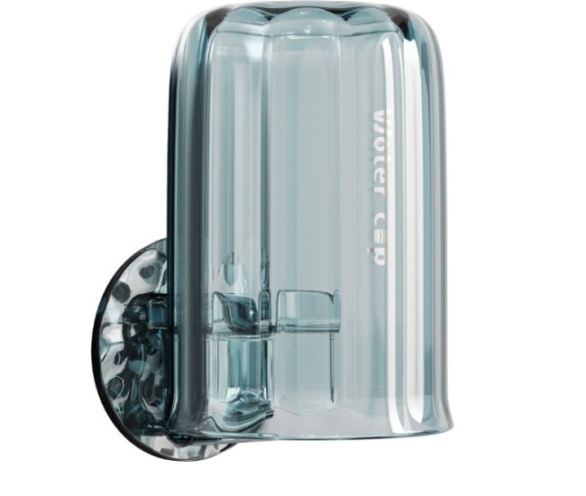 Suport Multifunctional 2 in 1, Pahar si Suport pentru Periuta de Dinti, Flippy, Plastic, Dimensiune: 10.4 x 7.3 x 7.3 cm, Albastru