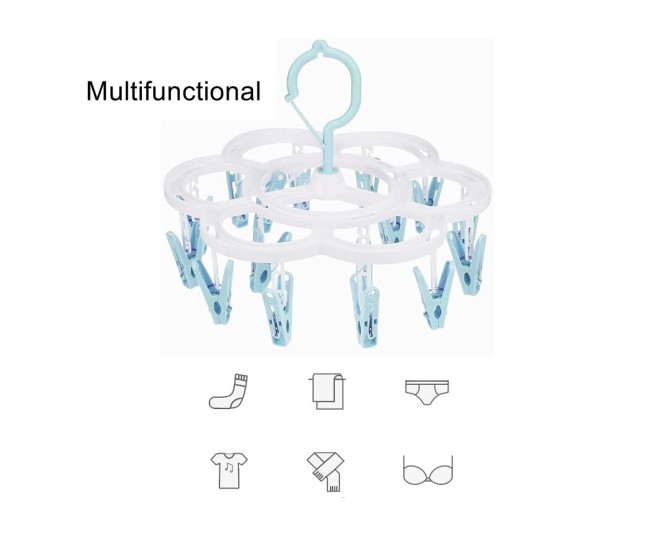 Uscator de Rufe Suspendat Flippy, cu 16 Carlige, Rotire 360 Grade, Mateiral Plastic, Usor de Depozitat, Multifunctional, 26 x 21 cm, Albastru Uscator de Rufe Suspendat Flippy, cu 16 Carlige, Rotire 360 Grade, Mateiral Plastic, Usor de Depozitat, Multifunctional, 26 x 21 cm, Albastru