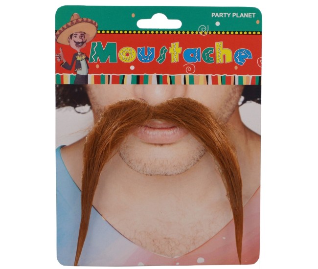 Mustata Falsa pentru Deghizari, Flippy, Petreceri Tematice, din Panza, Autoadeziv, 10 x 15 cm, Model Roscat, Maro