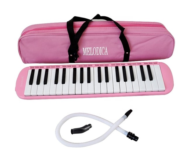Muzicuta Melodica 32 Clape, Flippy, din ABS, pentru Incepatori, 45 x 13 x 7 cm, Include Husa si Suflator, Roz Muzicuta Melodica 32 Clape, Flippy, din ABS, pentru Incepatori, 45 x 13 x 7 cm, Include Husa si Suflator, Roz