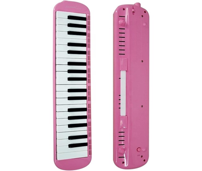 Muzicuta Melodica 32 Clape, Flippy, din ABS, pentru Incepatori, 45 x 13 x 7 cm, Include Husa si Suflator, Roz Muzicuta Melodica 32 Clape, Flippy, din ABS, pentru Incepatori, 45 x 13 x 7 cm, Include Husa si Suflator, Roz