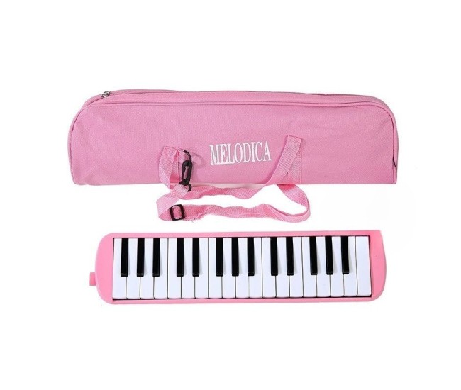 Muzicuta Melodica 32 Clape, Flippy, din ABS, pentru Incepatori, 45 x 13 x 7 cm, Include Husa si Suflator, Roz Muzicuta Melodica 32 Clape, Flippy, din ABS, pentru Incepatori, 45 x 13 x 7 cm, Include Husa si Suflator, Roz